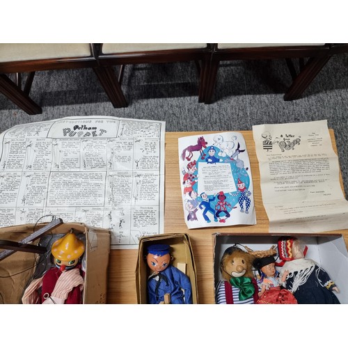 236 - 2 Pelham puppets with paperwork along with a Pelham style puppet and 2 other dolls. One Pelham puppe... 