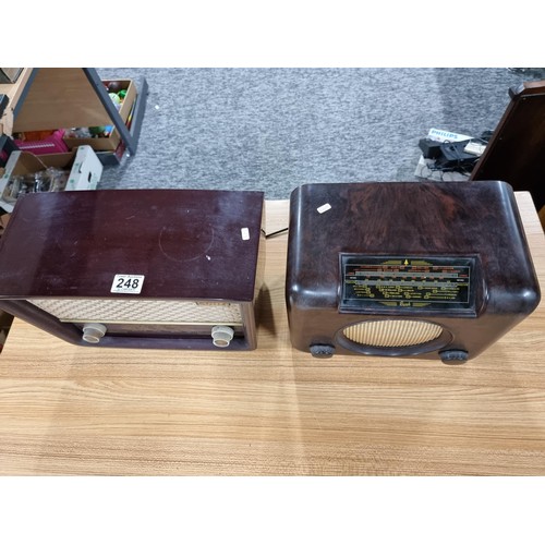 248 - 2 vintage Bakelite radios to include a Bush DAC90A and a Stella ST239U, both in good condition. Due ... 