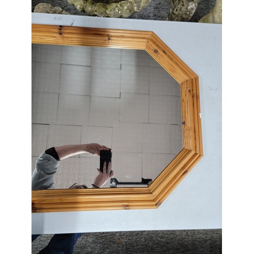 6 - Large pine framed mirror in good order height 87cm by 63cm