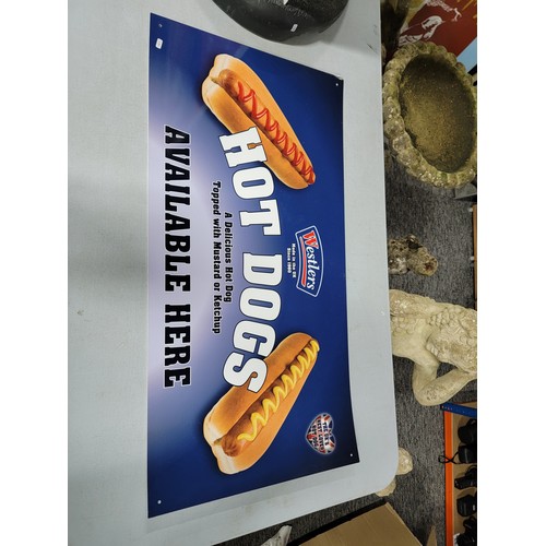 11 - Wall's Ice cream pavement sign with double sided sign along with a Westlers hot Dogs sign, walls sig... 