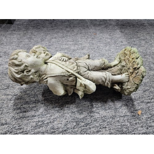 14 - Stoneware figure of two children, in overall good condition height 48cm base diameter 20cm