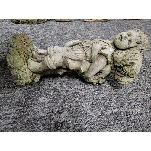 14 - Stoneware figure of two children, in overall good condition height 48cm base diameter 20cm