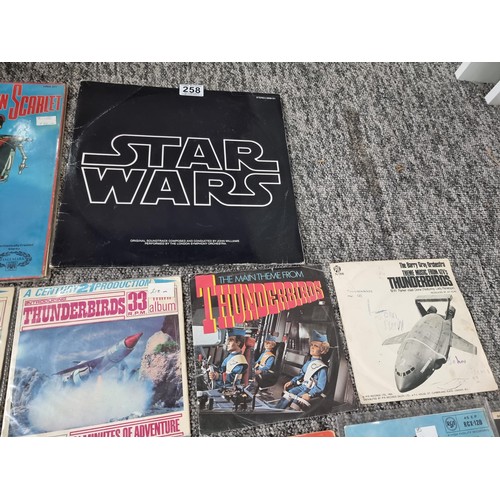 258 - A quantity of collectable LP vinyl records and singles all film and tv related, to include 8x Captai... 