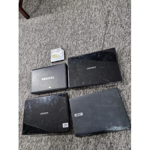 259 - 4x laptops all are spares and repairs.