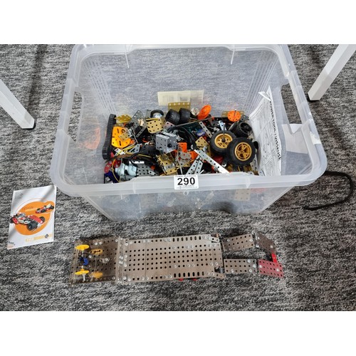 290 - Box full of loose Meccano along with a large quantity of ready assembled Meccano vehicles from sets ... 