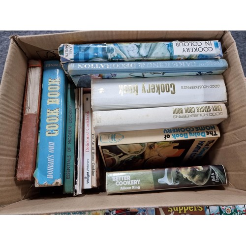 291 - Box of books all on cookery to include vintage titles by Stork McDougalls etc please see photos of t... 