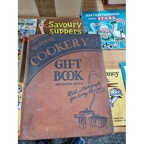 291 - Box of books all on cookery to include vintage titles by Stork McDougalls etc please see photos of t... 