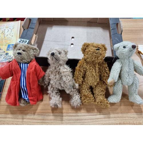 299 - 4 x Teddy bears along with a large qty of 