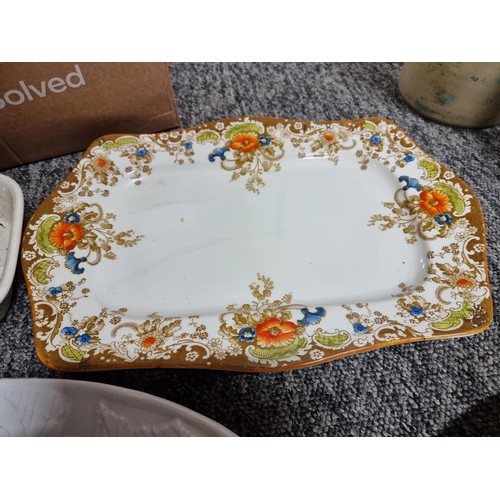 301 - Box of odds to include 3 large serving platters one of which is an ornate one Mikado by JKL. 
3 x ci... 