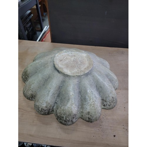 102 - Large concrete shell formed water feature height 15cm, length 55cm depth 49cm