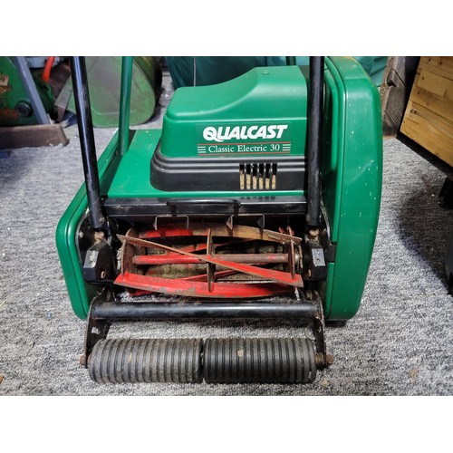 134 - Qualcast classic 30 lawn mower electric complete with carry box