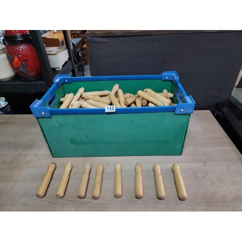 142 - A box containing a large quantity of hickory handles ideal for chisels, files etc