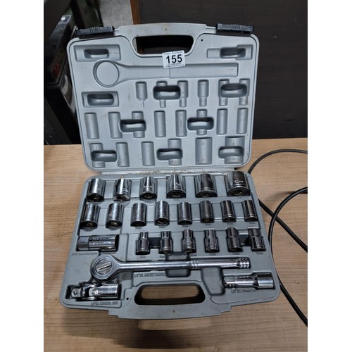 155 - Cased socket set along with Skill saw 500w 40mm