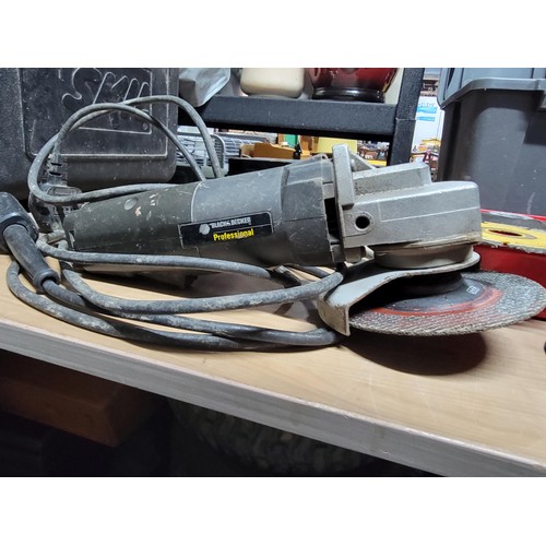 158 - B&D angle grinder in a tool box with a quantity of disks along with a tool box full of socket set pi... 