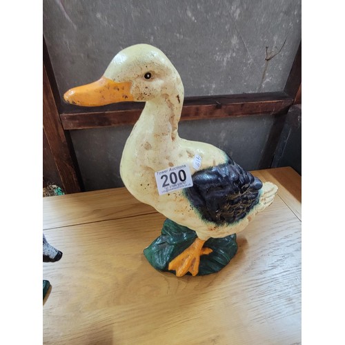 200 - 2x cast iron door stops inc a duck and badger, in good condition well painted height of largest is 3... 