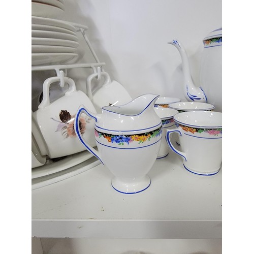 202 - Quantity of collectables inc a JG Meakin part teaset on stand, a complete Duchess china coffee set a... 