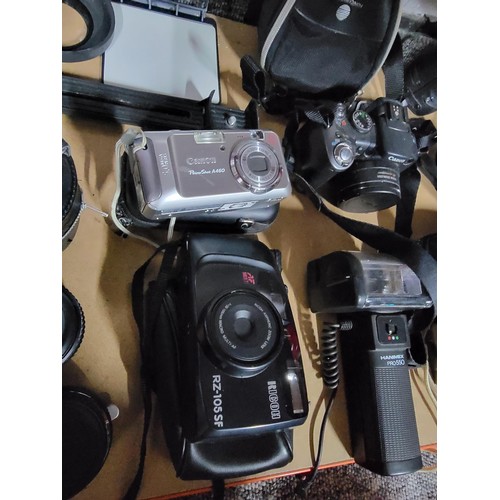 23 - Quantity of cameras and accessories inc 5x cameras inc Canon Powershot A460, Ricoh KR-10M, Canon Pow... 