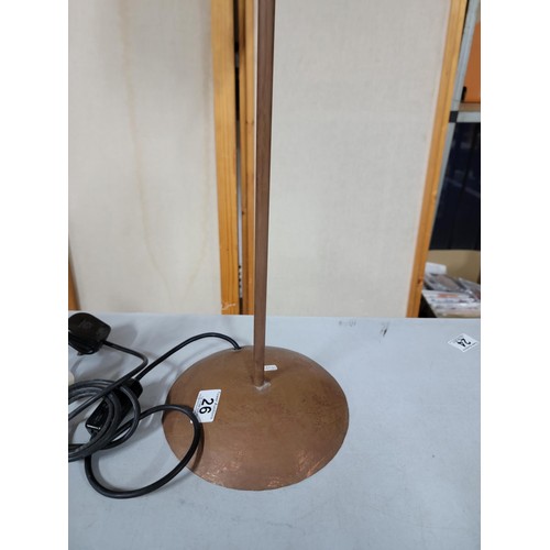 26 - Copper effect table lamp with tulip design to the top along with a brass effect Laura Ashley table l... 