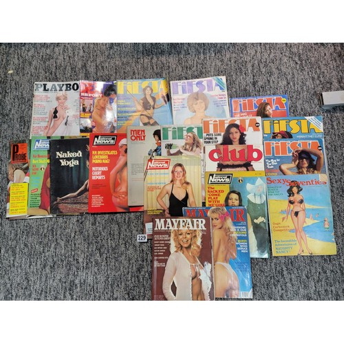 229 - Collection of 20x Adult magazines inc Playboy, Mayfair, Fiesta, Club etc mostly from the 1970's and ... 