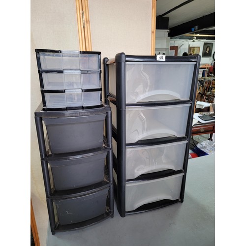 45 - 3x plastic storage units of various sizes in good order