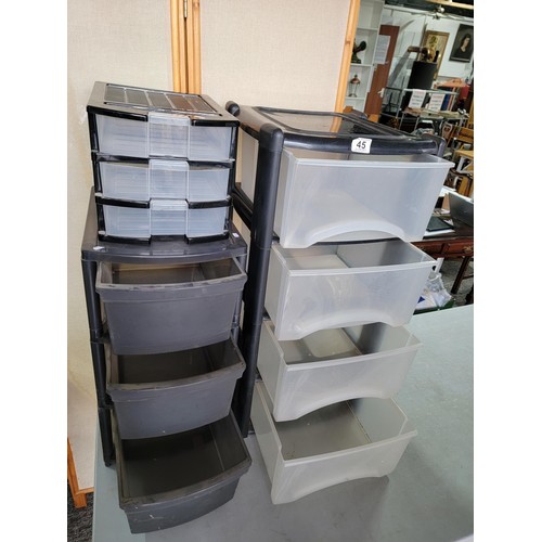 45 - 3x plastic storage units of various sizes in good order