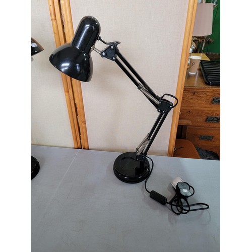 51 - 2x black angle poise lamps in good order in as new condition height when fully extended 60cm