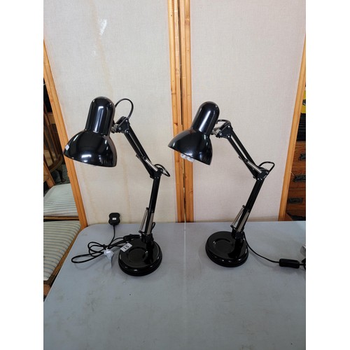 51 - 2x black angle poise lamps in good order in as new condition height when fully extended 60cm