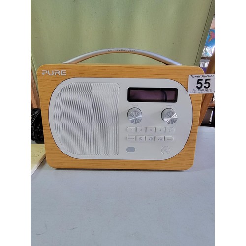 55 - Pure Evoke D4 model D440, DAB radio complete with power cable and remote in good order