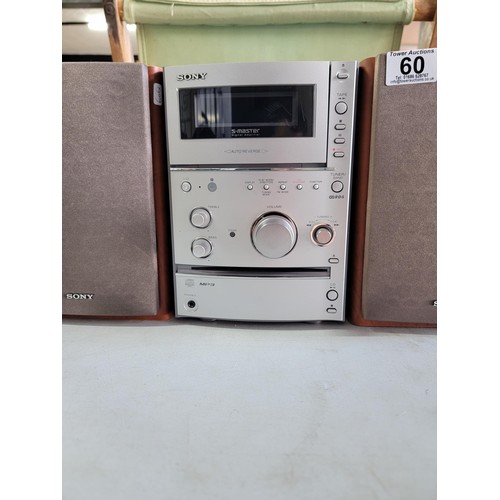 60 - Sony S-Master tape/CD micro HiFi system. CMT-CPX11 complete speakers power cable and remote