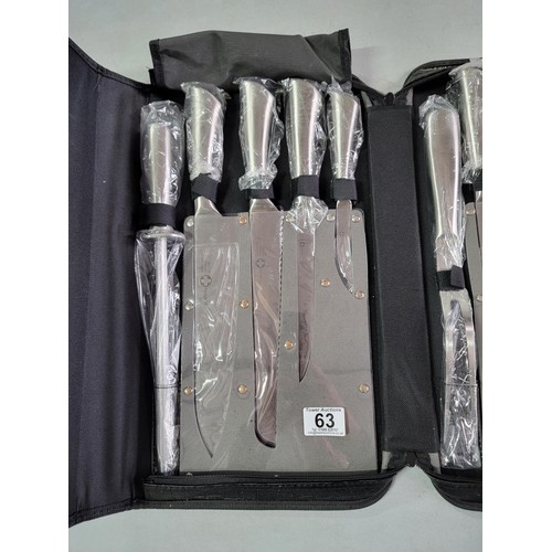 63 - St Moritz full kitchen knife set, in excellent unused condition, expensive when new RRP £520