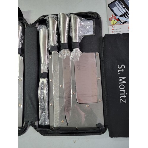 63 - St Moritz full kitchen knife set, in excellent unused condition, expensive when new RRP £520