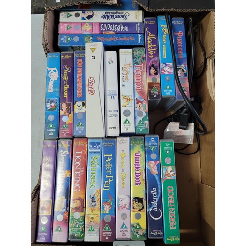 67 - Box full of disney vhs tapes inc Jungle Book, Aladdin, Beauty and The Beast, Bambi etc along with a ... 