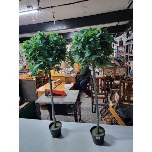 83 - 2x faux orange trees, standing in pots, each stands at 115cm