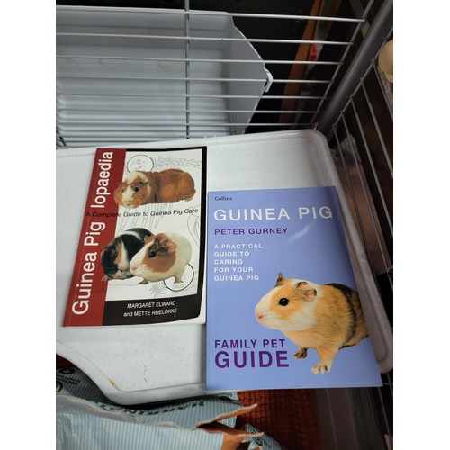 196 - 1 large metal guinea pig cage on wheels complete with accessories inc Harringtons natural Guinepig f... 