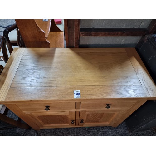 508 - Good quality modern solid oak sideboard with 2 drawers over 2 doors in excellent clean condition hei... 