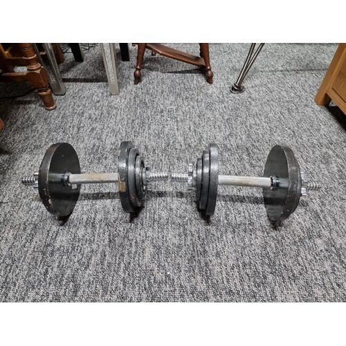 512 - Pair of dumbbells with 6 weights on each by Marcy