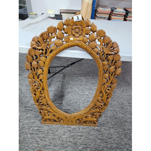 3 - Ornate oval frame with intricate carving depicting a tree design with Deer's to the base in very goo... 