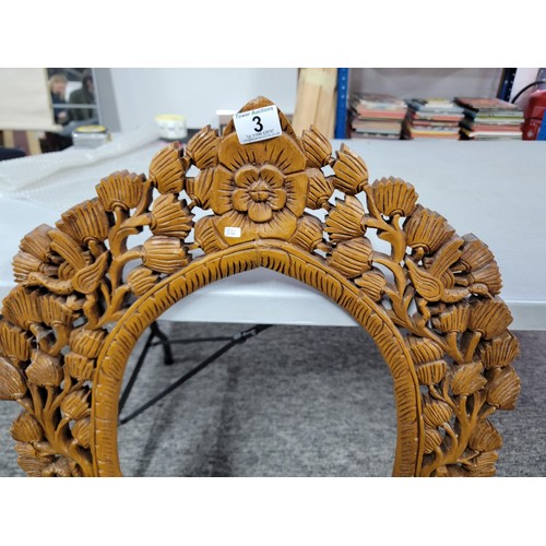 3 - Ornate oval frame with intricate carving depicting a tree design with Deer's to the base in very goo... 