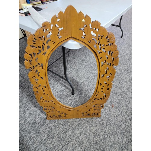 3 - Ornate oval frame with intricate carving depicting a tree design with Deer's to the base in very goo... 