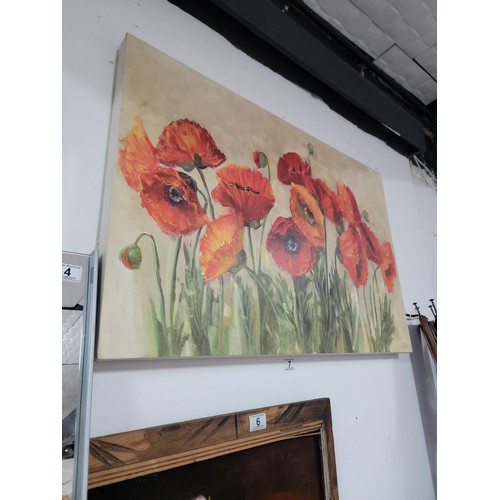 7 - Large oil on canvas of poppy scene by Carol Rowan RRP £79.99,  58.5cm high 89cm long