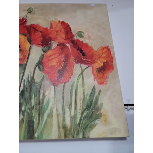 7 - Large oil on canvas of poppy scene by Carol Rowan RRP £79.99,  58.5cm high 89cm long