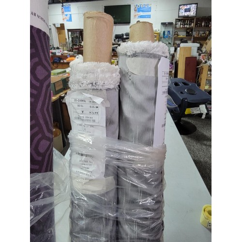 16 - 5x rolls of fabric inc 2x Laura Ashley rolls labelled Maya DK Silver measuring 13 meters and 14 mete... 