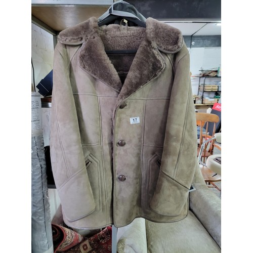 17 - Good quality genuine sheepskin coat made in Glastonbury with wool lining, size 44