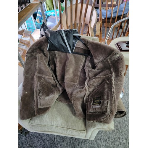 17 - Good quality genuine sheepskin coat made in Glastonbury with wool lining, size 44