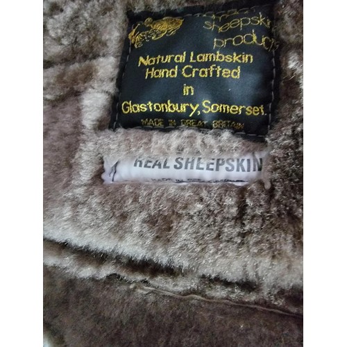 17 - Good quality genuine sheepskin coat made in Glastonbury with wool lining, size 44