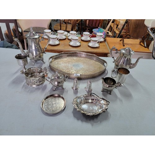 25 - Quantity of plated ware by Ashberrys inc 2x coffee pots, cream jugs, sugar bowl, along with goblets,... 