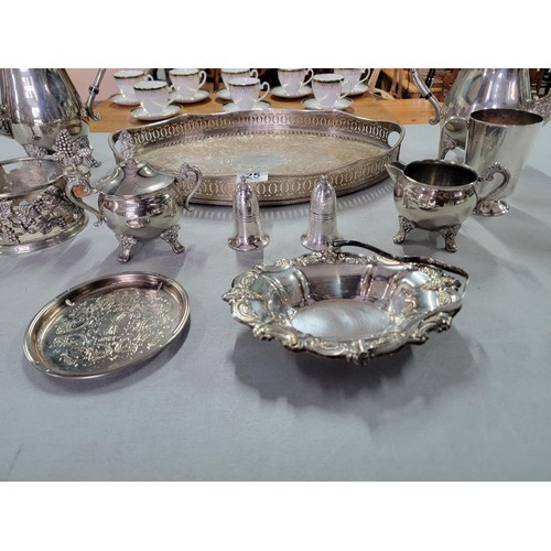 25 - Quantity of plated ware by Ashberrys inc 2x coffee pots, cream jugs, sugar bowl, along with goblets,... 