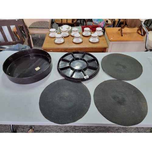 26 - Vintage unusual Paper mache hors d'oeuvres  set 9 piece complete with 3x mats complete in original c... 