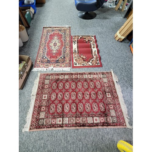 36 - 2x vintage Persian hand knotted red and cream fireside rugs along with a modern Samaria Super rug in... 