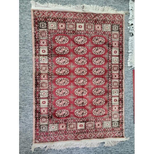 36 - 2x vintage Persian hand knotted red and cream fireside rugs along with a modern Samaria Super rug in... 